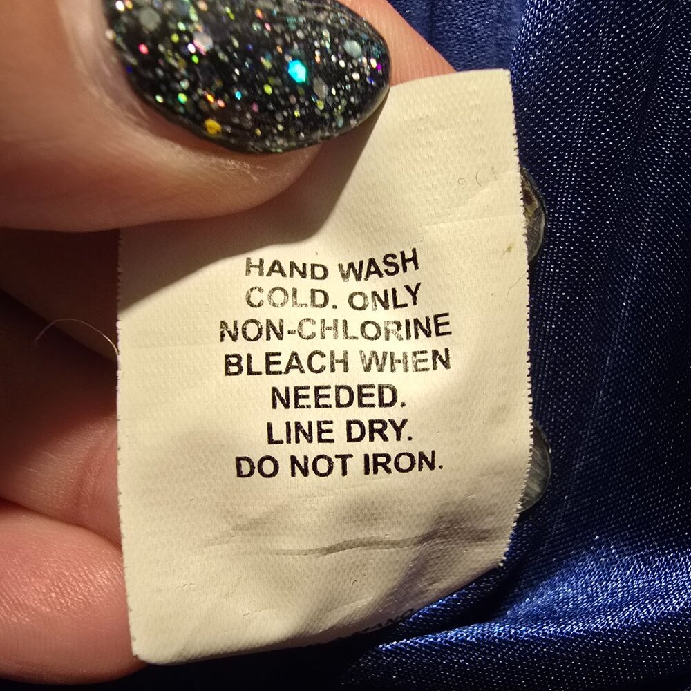 Sequin Hearts Satin Blue Glittery Party Dress - Picture 9 of 9